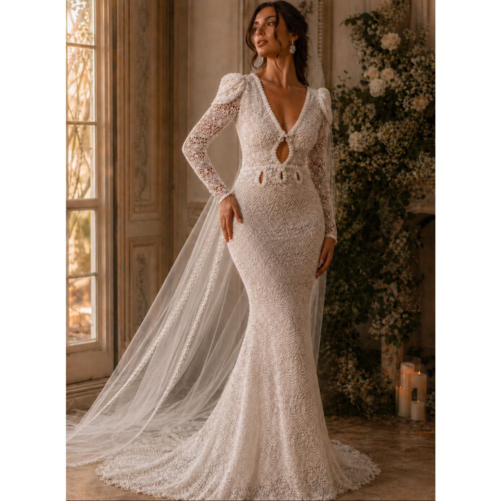 Daughters of Simone Mosshart Lace Wedding Gown Size L